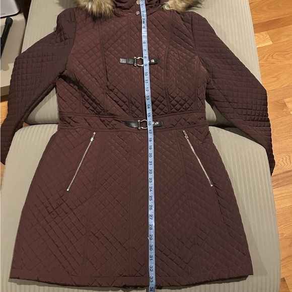 Ivanka Trump Womens Winter Wine Color Faux Fur Lined Hood Quilted Parka M NWT - Picture 14 of 16
